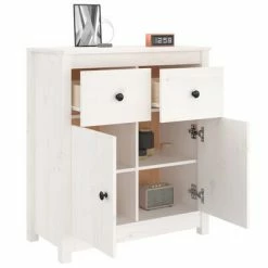 VidaXL Buffet Blanc 70x35x80 cm Bois massif de pin -Buffets & bahuts Soldes image 5 813750