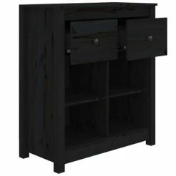 VidaXL Buffet Noir 70x35x80 cm Bois massif de pin -Buffets & bahuts Soldes image 5 813768