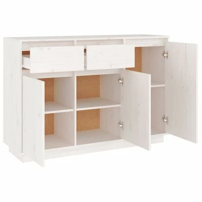 VidaXL Buffet Blanc 110x34x75 cm Bois massif de pin 5 VidaXL Buffet Blanc 110x34x75 cm Bois massif de pin – Image 5