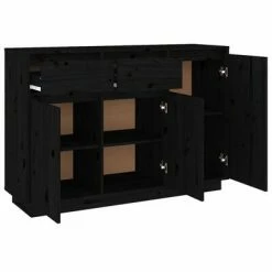VidaXL Buffet Noir 110x34x75 cm Bois massif de pin -Buffets & bahuts Soldes image 5 814333