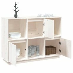 VidaXL Buffet Blanc 110,5x35x80 cm Bois massif de pin 10 VidaXL Buffet Blanc 110,5x35x80 cm Bois massif de pin -Buffets & bahuts Soldes image 5 814355