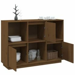 VidaXL Buffet Marron miel 110.5x35x80 cm Bois massif de pin -Buffets & bahuts Soldes image 5 814357