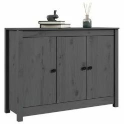 VidaXL Buffet Gris 100x35x74 cm Bois massif de pin -Buffets & bahuts Soldes image 5 814561