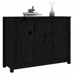 VidaXL Buffet Noir 100x35x74 cm Bois massif de pin -Buffets & bahuts Soldes image 5 814563