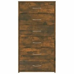VidaXL Buffet avec 6 tiroirs Chêne fumé 50x34x96 cm Bois d'ingénierie -Buffets & bahuts Soldes image 5 815363