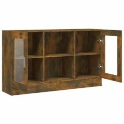 VidaXL Armoire à vitrine Chêne fumé 120x30,5x70 cm Bois d'ingénierie -Buffets & bahuts Soldes image 5 815627