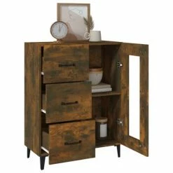 VidaXL Buffet Chêne fumé 69,5x34x90 cm Bois d'ingénierie -Buffets & bahuts Soldes image 5 817366