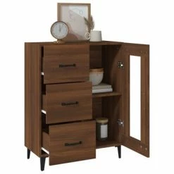 VidaXL Buffet Chêne marron 69,5x34x90 cm Bois d'ingénierie -Buffets & bahuts Soldes image 5 817368