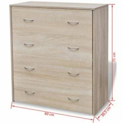 VidaXL Buffet avec 4 tiroirs 60 x 30,5 x 71 cm Couleur de chêne -Buffets & bahuts Soldes image 6 242544