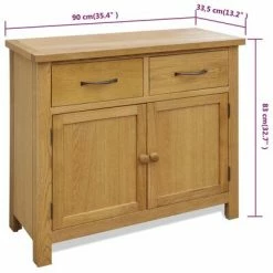 VidaXL Buffet 90 x 33,5 x 83 cm Bois de chêne massif -Buffets & bahuts Soldes image 6 242744