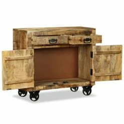 VidaXL Buffet avec 2 tiroirs et 1 armoire Bois de manguier brut -Buffets & bahuts Soldes image 6 243988