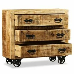 VidaXL Buffet avec 3 tiroirs Bois de manguier brut -Buffets & bahuts Soldes image 6 243989