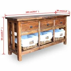VidaXL Buffet Bois de récupération massif 100 x 30 x 50 cm -Buffets & bahuts Soldes image 6 244488