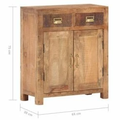 VidaXL Buffet 65 x 30 x 75 cm Bois de manguier massif brut -Buffets & bahuts Soldes image 6 247735