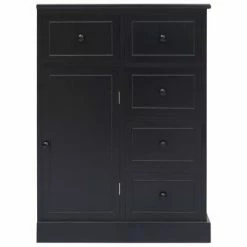 VidaXL Buffet avec 10 tiroirs Noir 113 x 30 x 79 cm Bois -Buffets & bahuts Soldes image 6 284178