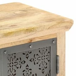 VidaXL Buffet avec portes en acier 60x35x75 cm Bois de manguier solide -Buffets & bahuts Soldes image 6 289094