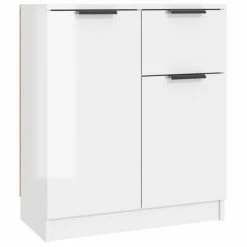 VidaXL Buffets 2 pcs Blanc Brillant 60x30x70 cm Bois d'ingénierie -Buffets & bahuts Soldes image 6 3115816