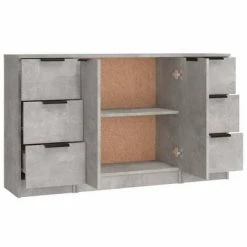 VidaXL Buffets 3 pcs Gris béton Bois d'ingénierie -Buffets & bahuts Soldes image 6 3115839