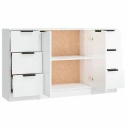 VidaXL Buffets 3 pcs Blanc brillant Bois d'ingénierie 11 VidaXL Buffets 3 pcs Blanc brillant Bois d'ingénierie -Buffets & bahuts Soldes image 6 3115840