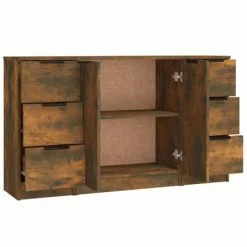 VidaXL Buffets 3 pcs Chêne fumé Bois d'ingénierie -Buffets & bahuts Soldes image 6 3115841
