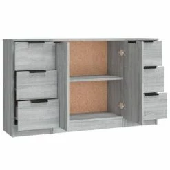 VidaXL Buffets 3 pcs Sonoma gris Bois d'ingénierie -Buffets & bahuts Soldes image 6 3115842