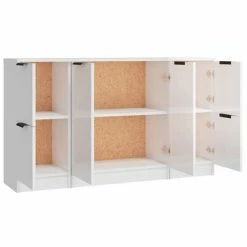 VidaXL Buffets 3 pcs Blanc brillant Bois d'ingénierie -Buffets & bahuts Soldes image 6 3115848
