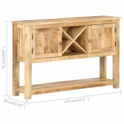 VidaXL Buffet 120x30x76 cm Bois de manguier brut -Buffets & bahuts Soldes image 6 321788