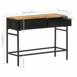 VidaXL Buffet 100x35x77 cm Bois de manguier massif brut -Buffets & bahuts Soldes image 6 323138