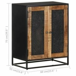 VidaXL Buffet 60x35x75 cm Bois de manguier brut -Buffets & bahuts Soldes image 6 323147