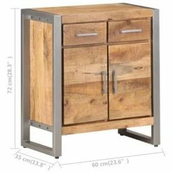 VidaXL Buffet 60x35x72 cm Bois de manguier brut -Buffets & bahuts Soldes image 6 323487