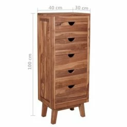 VidaXL Buffet avec 5 tiroirs 40x30x100 cm Bois de teck massif -Buffets & bahuts Soldes image 6 332858