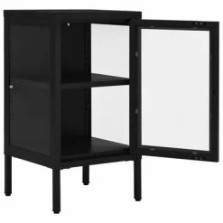 VidaXL Buffet Noir 38x35x70 cm Acier et verre -Buffets & bahuts Soldes image 6 336061