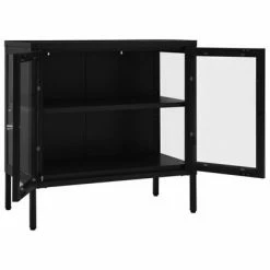 VidaXL Buffet Noir 70x35x70 cm Acier et verre -Buffets & bahuts Soldes image 6 336064