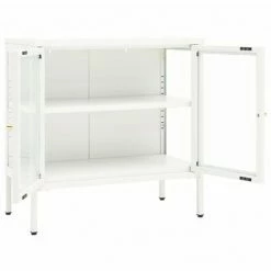VidaXL Buffet Blanc 70x35x70 cm Acier et verre 11 VidaXL Buffet Blanc 70x35x70 cm Acier et verre -Buffets & bahuts Soldes image 6 336065