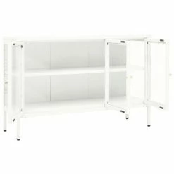 VidaXL Buffet Blanc 105x35x70 cm Acier et verre -Buffets & bahuts Soldes image 6 336068