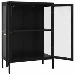 VidaXL Buffet Noir 75x35x105 cm Acier et verre -Buffets & bahuts Soldes image 6 336070