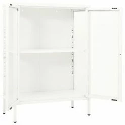 VidaXL Buffet Blanc 75x35x105 cm Acier et verre 11 VidaXL Buffet Blanc 75x35x105 cm Acier et verre -Buffets & bahuts Soldes image 6 336071