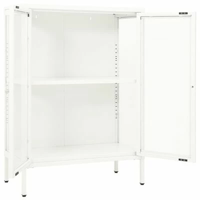 VidaXL Buffet Blanc 75x35x105 cm Acier et verre 6 VidaXL Buffet Blanc 75x35x105 cm Acier et verre – Image 6