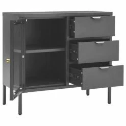 VidaXL Buffet Anthracite 75x35x70 cm Acier et verre trempé -Buffets & bahuts Soldes image 6 336075