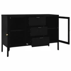 VidaXL Buffet Noir 105x35x70 cm Acier et verre trempé 11 VidaXL Buffet Noir 105x35x70 cm Acier et verre trempé -Buffets & bahuts Soldes image 6 336076