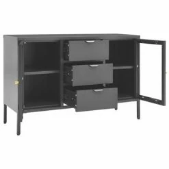 VidaXL Buffet Anthracite 105x35x70 cm Acier et verre trempé -Buffets & bahuts Soldes image 6 336078