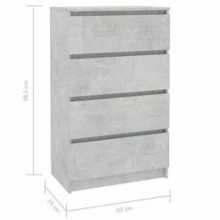 VidaXL Buffet Gris béton 60x35x98,5 cm Bois d'ingénierie -Buffets & bahuts Soldes image 6 800535