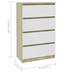 VidaXL Buffet Blanc et chêne sonoma 60x35x98,5 cm Bois d'ingénierie -Buffets & bahuts Soldes image 6 800536