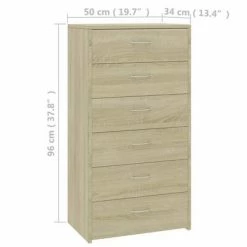 VidaXL Buffet avec 6 tiroirs Chêne sonoma 50x34x96 cm Aggloméré -Buffets & bahuts Soldes image 6 800669