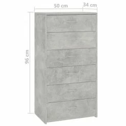 VidaXL Buffet avec 6 tiroirs Gris béton 50x34x96 cm Aggloméré 11 VidaXL Buffet avec 6 tiroirs Gris béton 50x34x96 cm Aggloméré -Buffets & bahuts Soldes image 6 800670