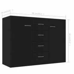 VidaXL Buffet Noir 88x30x65 cm Aggloméré -Buffets & bahuts Soldes image 6 800685