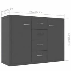 VidaXL Buffet Gris 88x30x65 cm Aggloméré -Buffets & bahuts Soldes image 6 800686