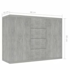 VidaXL Buffet Gris béton 88x30x65 cm Aggloméré -Buffets & bahuts Soldes image 6 800688