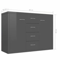 VidaXL Buffet Gris brillant 88x30x65 cm Aggloméré 11 VidaXL Buffet Gris brillant 88x30x65 cm Aggloméré -Buffets & bahuts Soldes image 6 800692