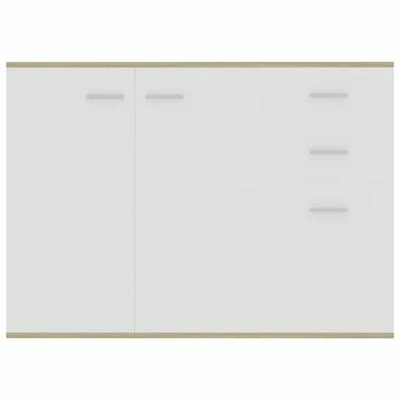 VidaXL Buffet Blanc et chêne sonoma 105x30x75 cm Aggloméré 6 VidaXL Buffet Blanc et chêne sonoma 105x30x75 cm Aggloméré – Image 6